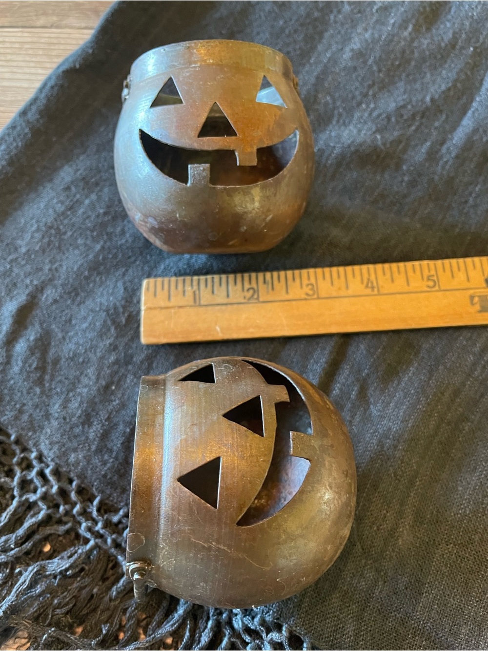 VTG Hosley Jack-O'-Lantern Votives Set of 2 - Picture 6 of 6
